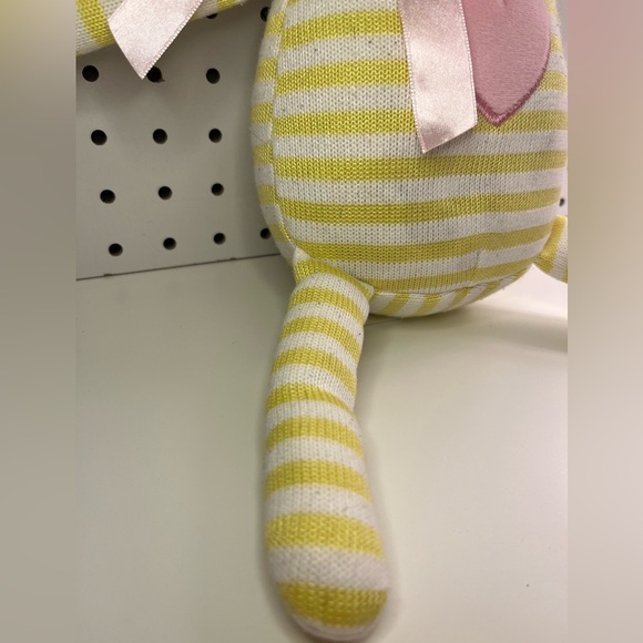 Parkway Striped Yellow and White Knit Fox Plush Stuffed Toy Pink Heart Bow 15" - Picture 16 of 16